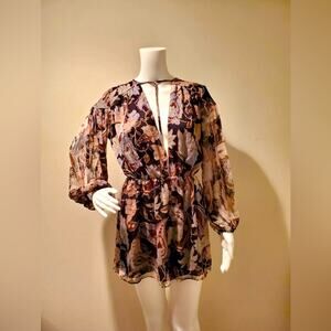 ZIMMERMAN Henna T-Bar Playsuit Black Floral Size 1/S